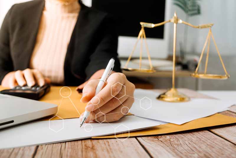 justice and law concept. Female lawyer working